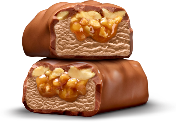 100 Grand Ice Cream Bar broken into two pieces and stacked