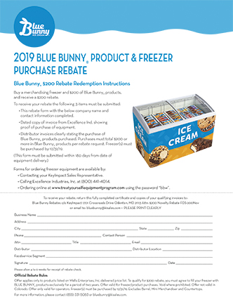 2019 Blue Bunny® Novelty Product & Freezer Purchase Rebate