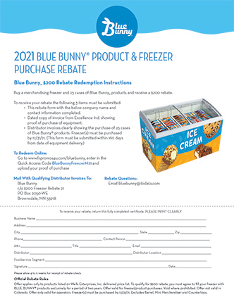 $200 Blue Bunny Product & Freezer Purchase Rebate
