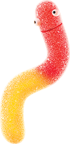 Red Gummi Worm in a curved shape