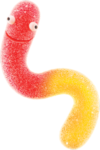 Red Gummi Worm shaped like an S