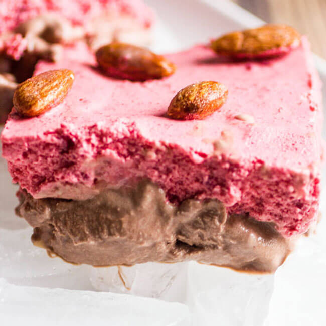 Raspberry Toasted Almond Fudge Dessert