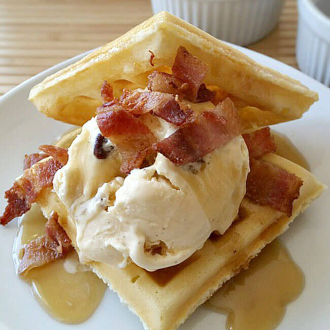 Waffle Ice Cream with Maple Butter Syrup